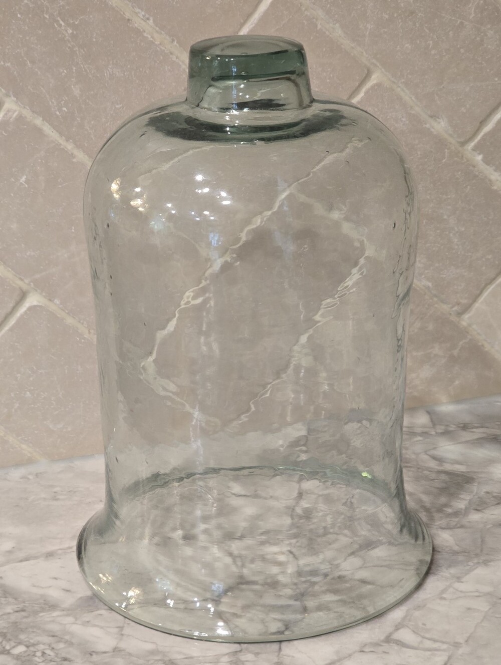 Vintage Handblown Recycled Glass Cloche Display Cover Hurricane Jar